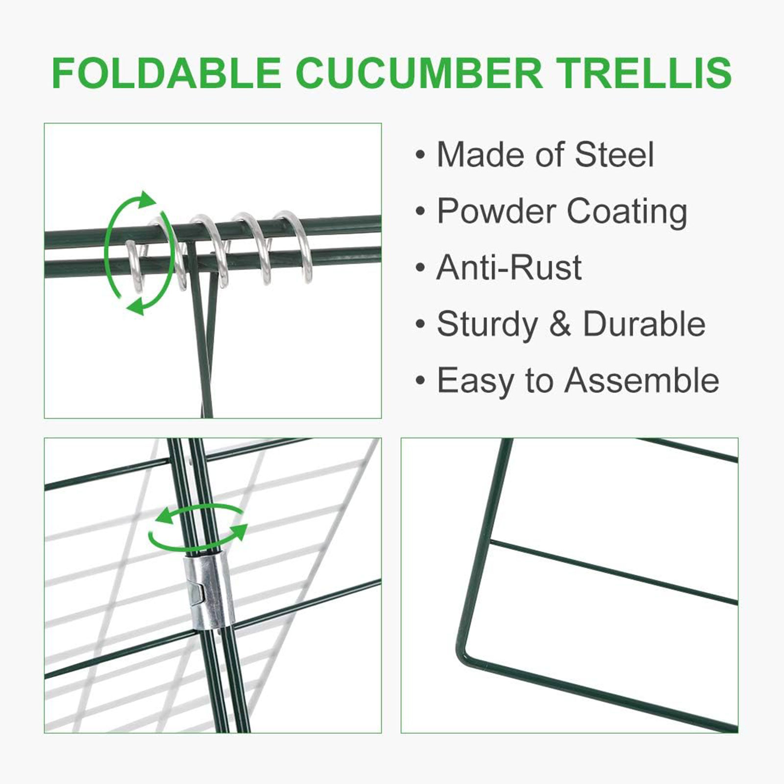 Toriexon Foldable Cucumber Trellis 2-Pack – A-Frame Garden Trellis For Climbing Plants, Veggies & Raised Beds