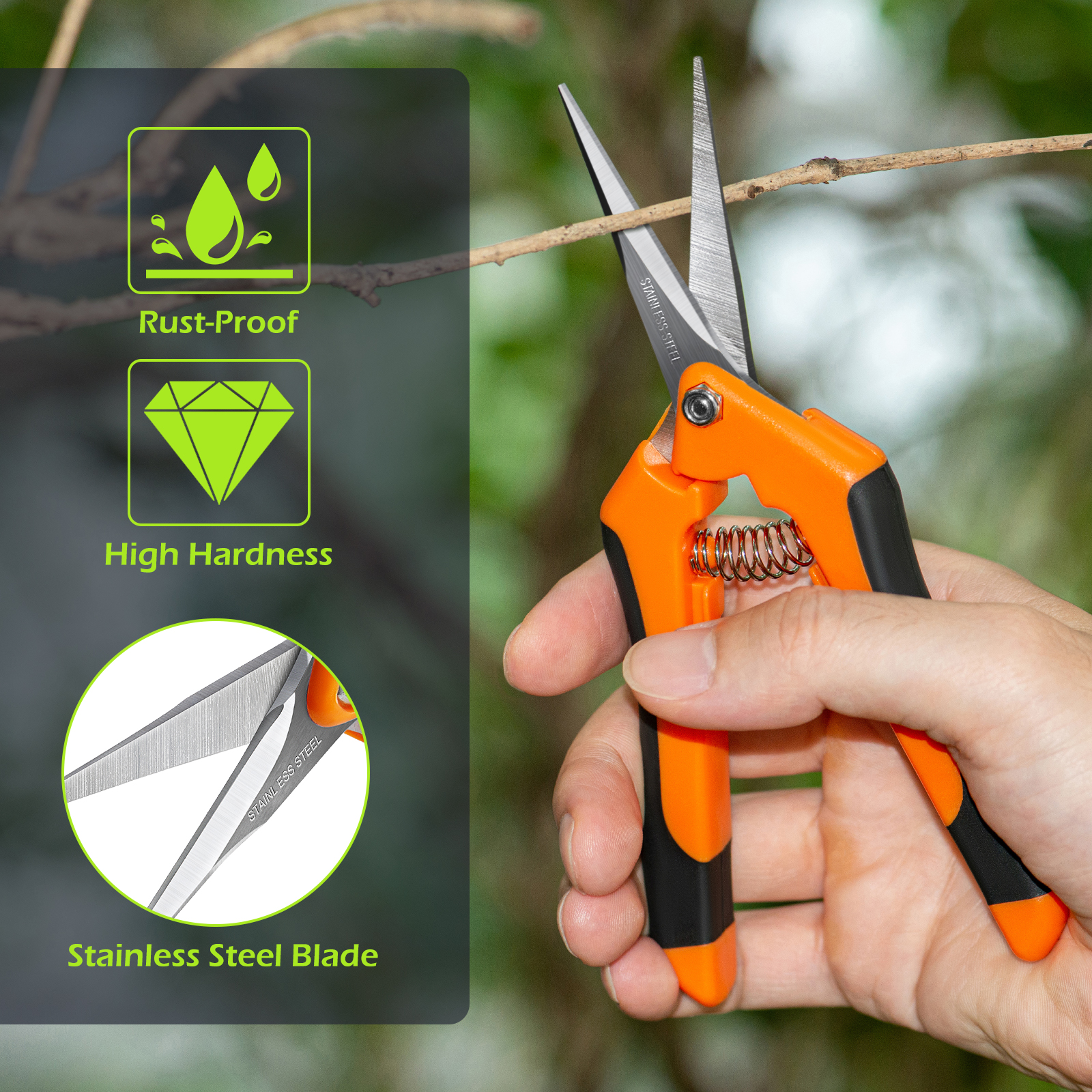 GROWNEER 3 Packs 6.5 Inch Pruning Shears Gardening Hand Pruning Snips  Gardening Scissors - Growneer