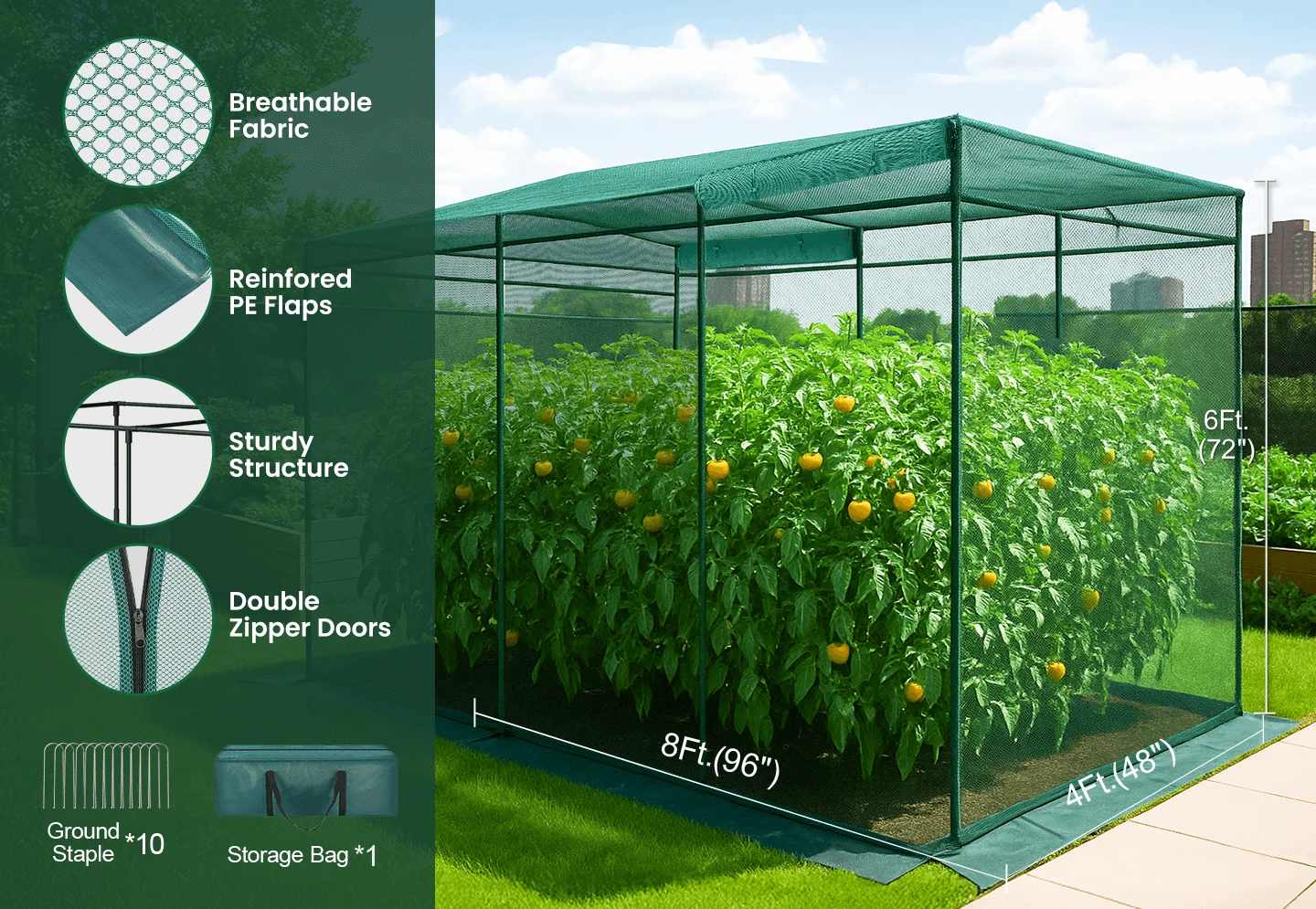 GROWNEER Crop Cage 4′ X 12′