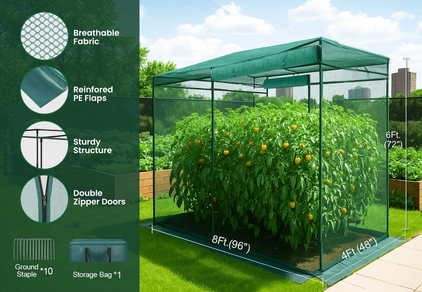 GROWNEER Crop Cage 4′ X 8′